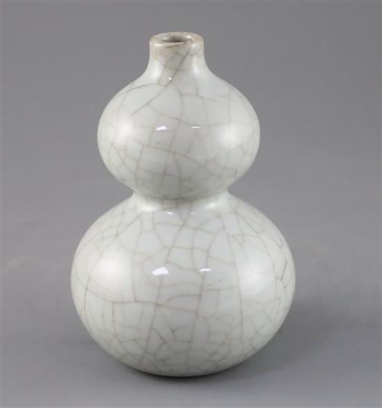 A Chinese crackle glaze double gourd vase, Qianlong seal mark but later, H.13.5cm